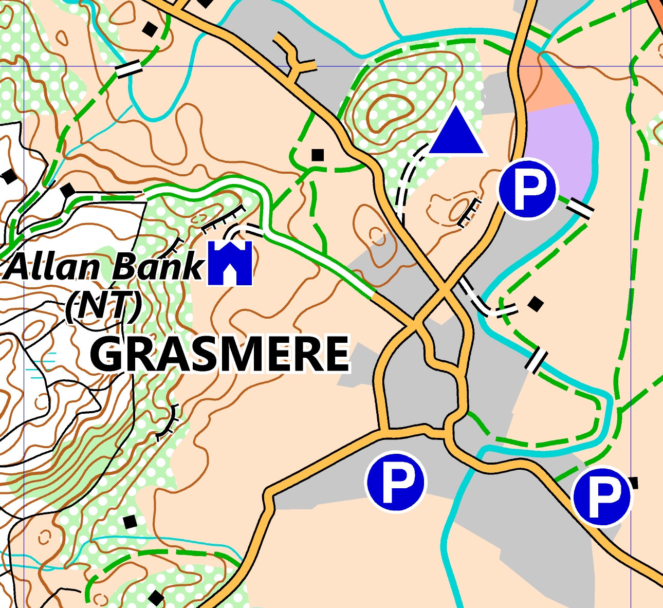 Free Grasmere map snippet of Grasmere village