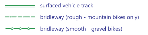 Legend showing different grades of bridleway